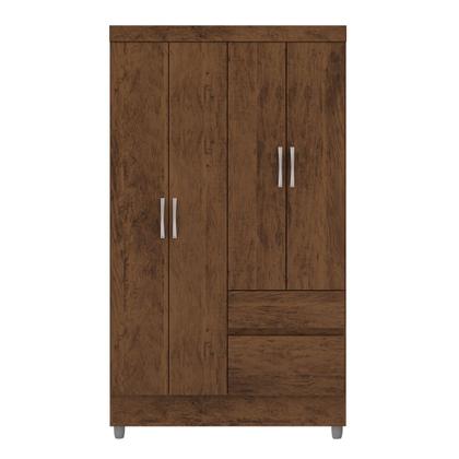 Imagem de Guarda Roupa Solteiro Pequeno Ideal 4 Portas 2 Gavetas Marrom - Vila Rica