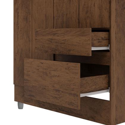 Imagem de Guarda Roupa Solteiro Pequeno Ideal 4 Portas 2 Gavetas Marrom - Vila Rica