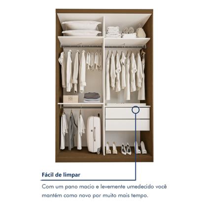 Imagem de Guarda Roupa Solteiro Premium Salvador Top 138cm com Espelho 2 Portas 2 Gavetas Espresso