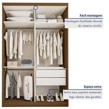Imagem de Guarda Roupa Solteiro Premium Salvador Top 138cm com Espelho 2 Portas 2 Gavetas Espresso