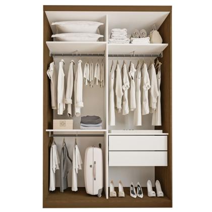 Imagem de Guarda Roupa Solteiro Premium Salvador Top 138cm com Espelho 2 Portas 2 Gavetas Espresso