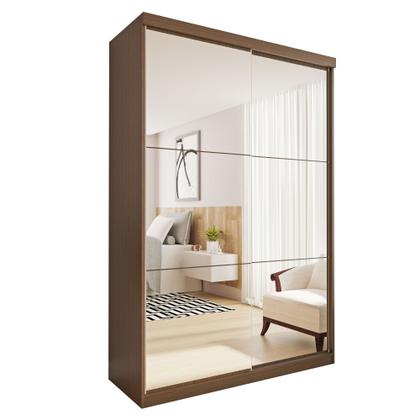Imagem de Guarda Roupa Solteiro Premium Salvador Top 138cm com Espelho 2 Portas 2 Gavetas Espresso