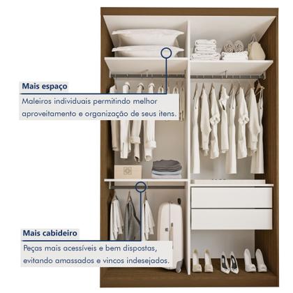 Imagem de Guarda Roupa Solteiro Premium Salvador Top 138cm com Espelho 2 Portas 2 Gavetas Espresso