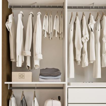 Imagem de Guarda Roupa Solteiro Premium Salvador Top 138cm com Espelho 2 Portas 2 Gavetas Espresso