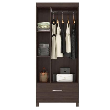 Imagem de Guarda Roupa Solteiro Prince com Multiuso Viena Comôda Astral Café - Demóbile