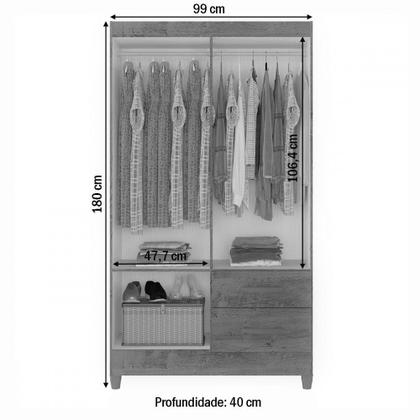 Imagem de Guarda-Roupa Solteiro Real 4 Portas 2 Gavetas com Espelho Atualle Móveis
