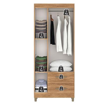 Imagem de Guarda-Roupa Solteiro Rinaldi 3 Portas 2 Gavetas com Espelho Mel - Pnr Móveis