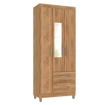 Imagem de Guarda-Roupa Solteiro Rinaldi 3 Portas 2 Gavetas com Espelho Mel - Pnr Móveis