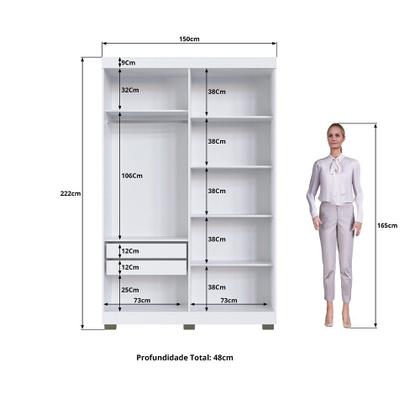 Imagem de Guarda Roupa Solteiro Ripado 4 Portas com Pés Flórida Faimec