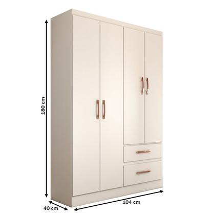 Imagem de Guarda-Roupa Solteiro São Francisco 4 Portas 2 Gavetas Branco Flex - Panorama Móveis