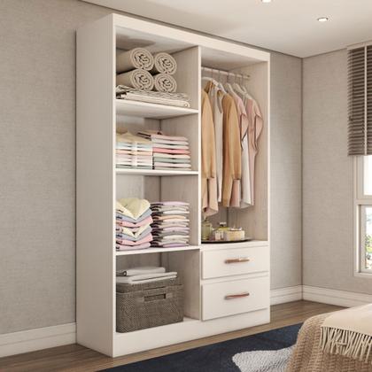 Imagem de Guarda-Roupa Solteiro São Francisco 4 Portas 2 Gavetas Branco Flex - Panorama Móveis