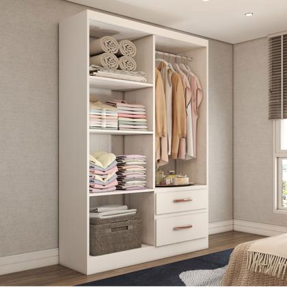 Imagem de Guarda-Roupa Solteiro São Francisco 4 Portas 2 Gavetas com Espelho Branco Flex - Panorama Móveis