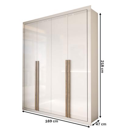Imagem de Guarda-Roupa Solteiro Severo 4 Portas 3 Gavetas Branco - Panorama Móveis