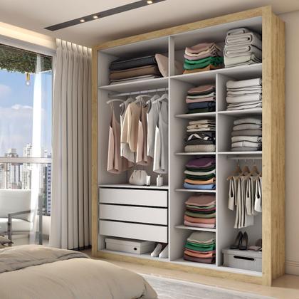 Imagem de Guarda-Roupa Solteiro Severo 4 Portas 3 Gavetas com Espelho Capuccino/Terracota - Panorama Móveis