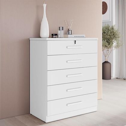 Imagem de Guarda Roupa Solteiro Sevilha com Espelho e Gaveteiro Suiça com Chave Neve - Novo Horizonte