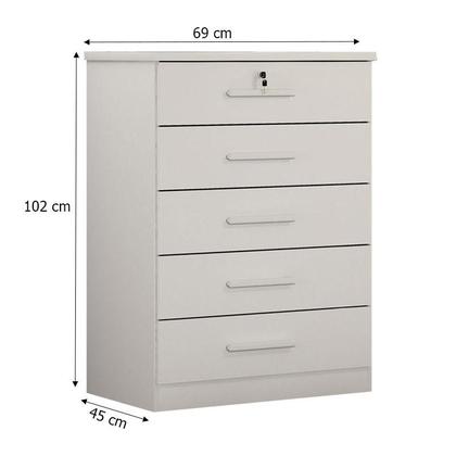 Imagem de Guarda Roupa Solteiro Sevilha com Espelho e Gaveteiro Suiça com Chave Neve - Novo Horizonte