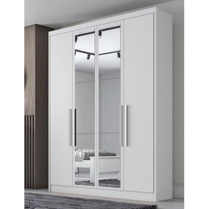 Imagem de Guarda Roupa Solteiro Sevilha com Nicho e Espelho e Gaveteiro Milão com Chave Neve - Novo Horizonte