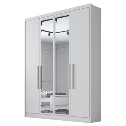 Imagem de Guarda Roupa Solteiro Sevilha com Nicho e Espelho e Gaveteiro Milão com Chave Neve - Novo Horizonte