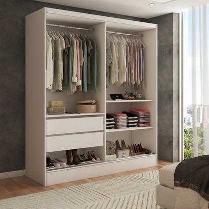 Imagem de Guarda-Roupa Solteiro Swift 2 Portas 2 Gavetas com Espelho Branco - Panorama Móveis