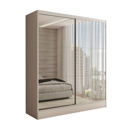 Imagem de Guarda-Roupa Solteiro Swift 2 Portas 2 Gavetas com Espelho Branco - Panorama Móveis
