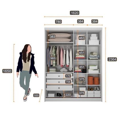 Imagem de Guarda Roupa Solteiro Toledo 2 Portas 3 Gavetas Neve com Nicho  Novo Horizonte