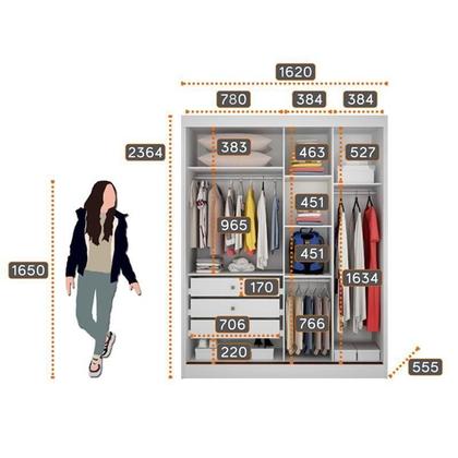 Imagem de Guarda Roupa Solteiro Toledo e Cômoda Seul Neve - Novo Horizonte