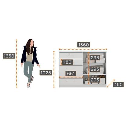 Imagem de Guarda Roupa Solteiro Toledo e Cômoda Seul Neve - Novo Horizonte