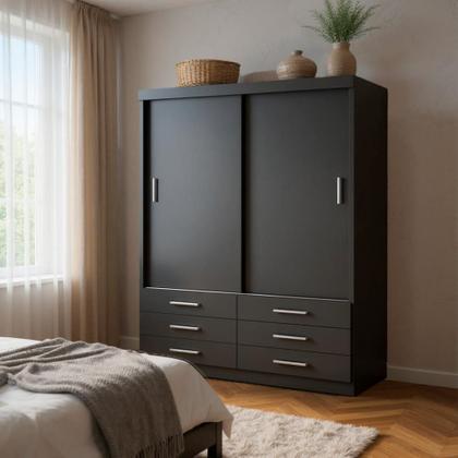 Imagem de Guarda Roupa Solteiro Tonielque Capri 2 Portas Correr 6 Gavetas