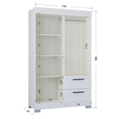 Imagem de Guarda Roupa Solteiro Tóquio 4 Portas com Armário Multiuso 2 Portas Pequeno Branco Brilho - Poquema