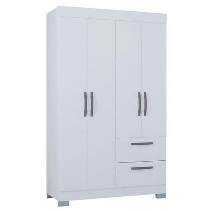 Imagem de Guarda Roupa Solteiro Tóquio 4 Portas Com Armário Multiuso 2 Portas Pequeno Branco Brilho - Poquema