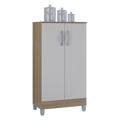 Imagem de Guarda Roupa Solteiro Tóquio 4 Portas com Armário Multiuso 2 Portas Pequeno Castanho Off White - Poquema