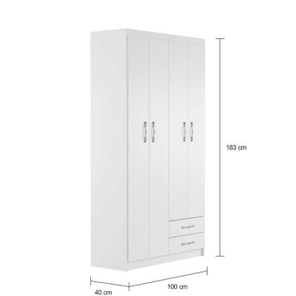Guarda-Roupa Solteiro Udinese 4PT 2GV Branco - Mobly Imagem de Guarda-Roupa Solteiro Udinese 4PT 2GV Branco