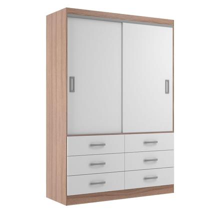 Guarda-Roupa Solteiro Veneza 2 Portas 6 Gavetas Demolição/Branco - Evidência Móveis - Evidencia Móveis Imagem de Guarda-Roupa Solteiro Veneza 2 Portas 6 Gavetas Demolição/Branco - Evidência Móveis