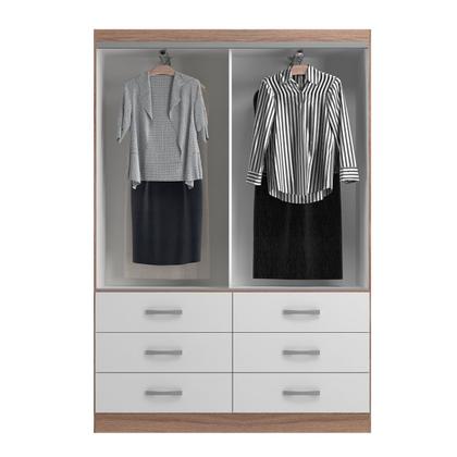 Guarda-Roupa Solteiro Veneza 2 Portas 6 Gavetas Demolição/Branco - Evidência Móveis - Evidencia Móveis Imagem de Guarda-Roupa Solteiro Veneza 2 Portas 6 Gavetas Demolição/Branco - Evidência Móveis