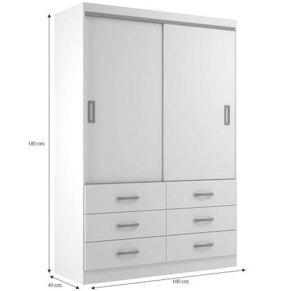 Guarda-Roupa Solteiro Veneza 2 PT 6 GV Branco - Modern Imagem de Guarda-Roupa Solteiro Veneza 2 PT 6 GV Branco