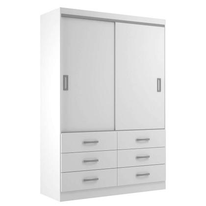 Guarda-Roupa Solteiro Veneza 2 PT 6 GV Branco - Modern Imagem de Guarda-Roupa Solteiro Veneza 2 PT 6 GV Branco