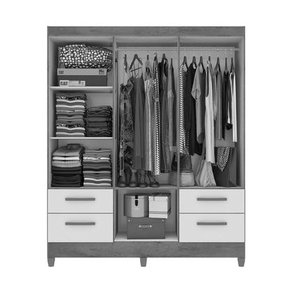 Imagem de Guarda-Roupa Solteiro Vitoria 5 Portas 4 Gavetas com Espelho Branco Brilho - Atualle Móveis