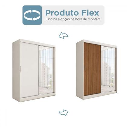 Imagem de Guarda-Roupa Solteiro Vulcan 2 Portas 4 Gavetas com Espelho 100% Mdf Branco - Panorama Móveis