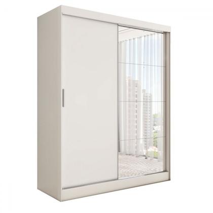 Imagem de Guarda-Roupa Solteiro Vulcan 2 Portas 4 Gavetas com Espelho 100% Mdf Branco - Panorama Móveis