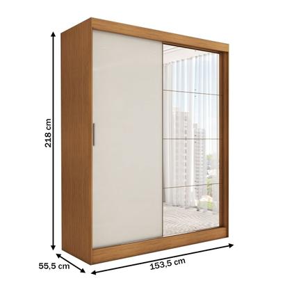 Imagem de Guarda-Roupa Solteiro Vulcan 2 Portas 4 Gavetas com Espelho 100% Mdf Cinamomo/Off White - Panorama Móveis