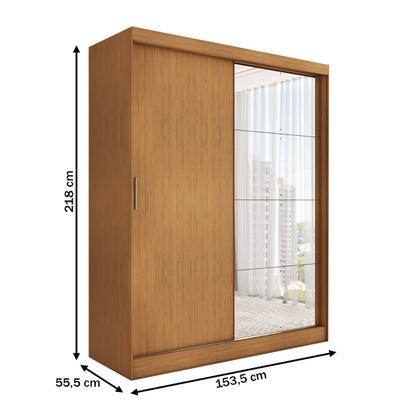 Imagem de Guarda-Roupa Solteiro Vulcan 2 Portas 4 Gavetas com Espelho 100% Mdf Cinamomo - Panorama Móveis