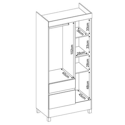 Imagem de Guarda Roupa Solteiro Wind com Multiuso Golden com Comôda Astral Café - Demóbile