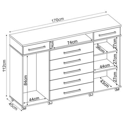 Imagem de Guarda Roupa Solteiro Wind com Multiuso Viena com Cômoda London Café - Demóbile