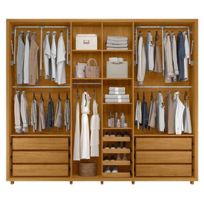 Imagem de Guarda-roupa Volpi 100% MDF ripado 6 portas e 6 gavetas - Cumaru Opala - Madetec