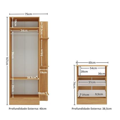 Imagem de Guarda-Roupas 2 Portas com Cômoda 2 Gavetas Multimóveis MP4264