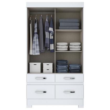 Imagem de Guarda Roupas 2 Portas Correr 4 Gavetas Com Espelho Be25 Flex Branco - Briz Móveis