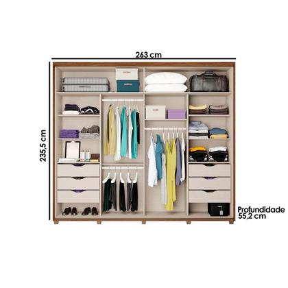 Imagem de Guarda Roupas 2 Portas de Correr e 6 Gavetas c/ Espelho Titan 1173 c/ Pés Freijo - Carraro
