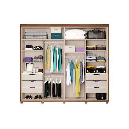 Imagem de Guarda Roupas 2 Portas de Correr e 6 Gavetas c/ Espelho Titan 1173 c/ Pés Freijo - Carraro