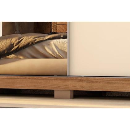 Imagem de Guarda Roupas 3 Portas de Correr de (1 c/ Espelho) e 4 Gavetas c/ Pés Dalila Flex Amêndola/Amêndola ou Off white - Demóbile