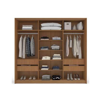 Imagem de Guarda Roupas 3 Portas de Correr de e 4 Gavetas Valência Freijo/Azul - Politorno